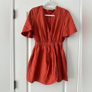 Zara Flutter Sleeve Romper in Burnt Orange Sz M